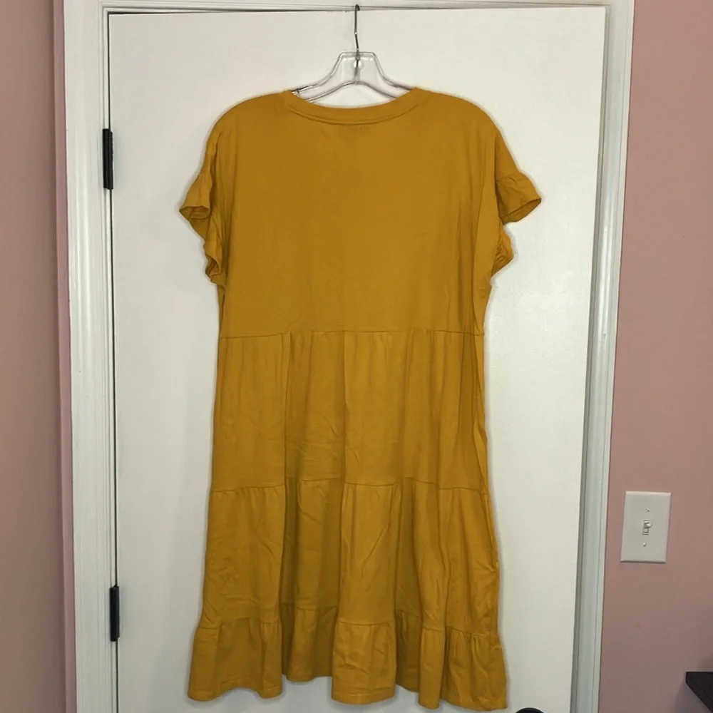 J Crew Mustard Yellow Tiered Dress - Picture 5 of 8